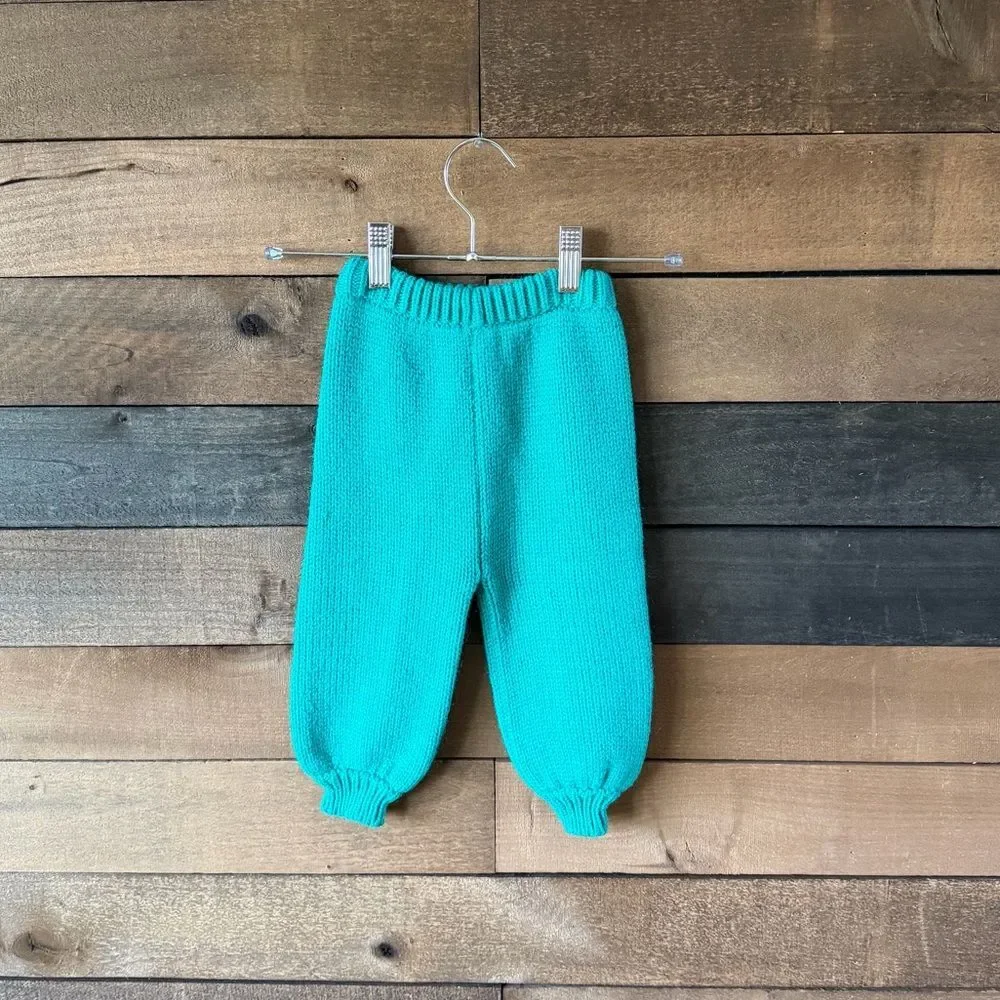 Vintage 80s Stork Club Knit Toddler Set Cream Stripe 12M